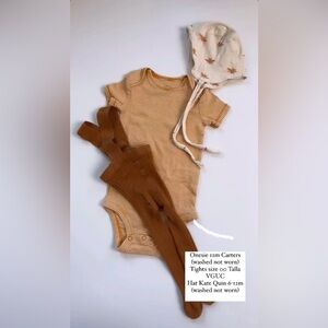 Kate Quinn Bee Bonnet, Talla Tights, & Carters Onesie